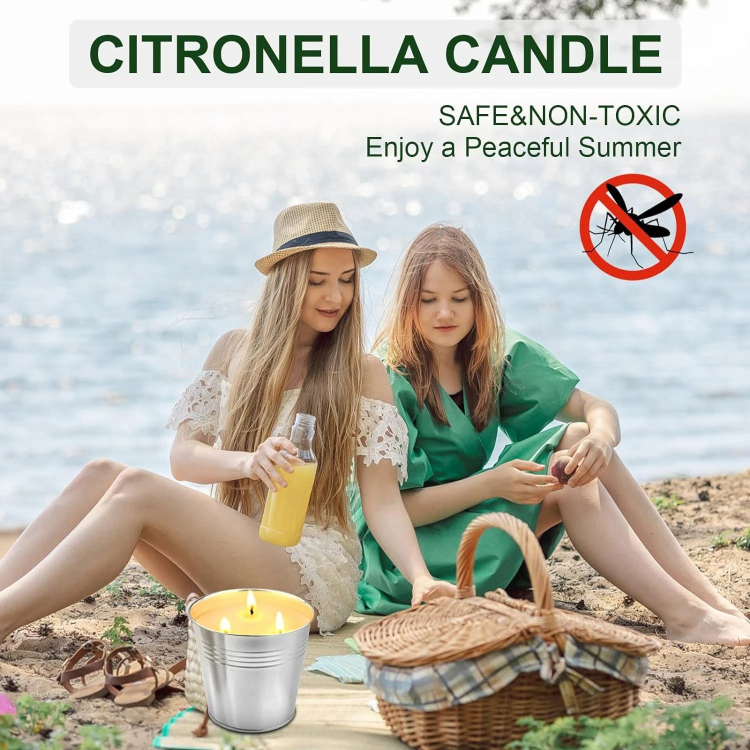 3-Wick Citronella Bucket Candles (2 x 17oz) – Outdoor Mosquito Protection - candletown.net