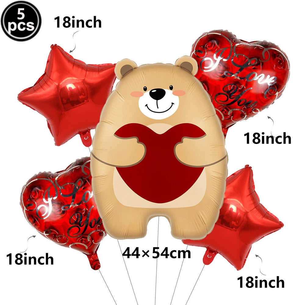 Heart Shaped Foil Balloons – 18 Inch (5 pcs) - candletown.net