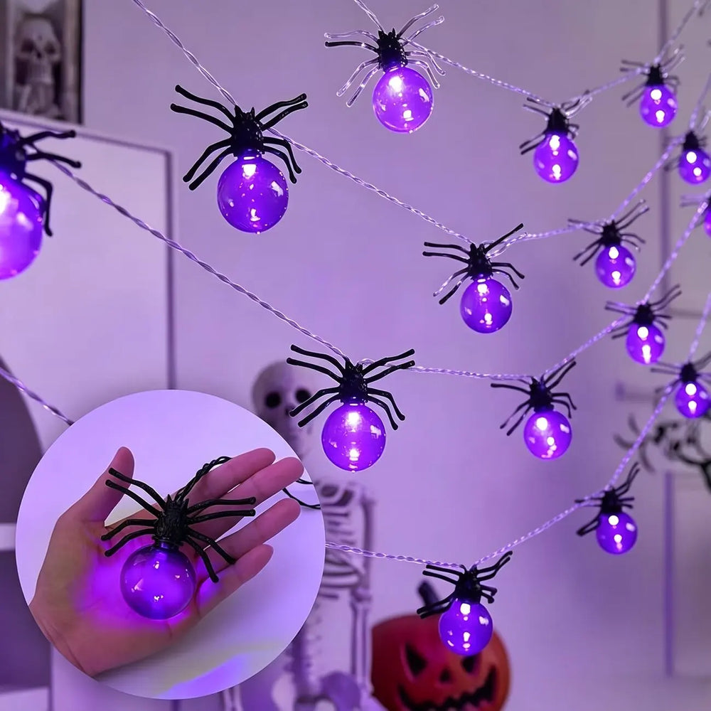 Halloween Spider LED String Lights – 10 LEDs, 1.5 m - candletown.net