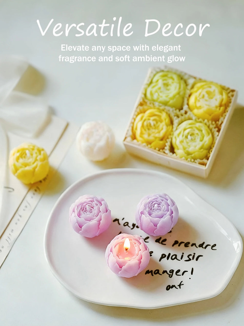 Rose Flower Shaped Soy Wax Candles – Set of 4 - candletown.net