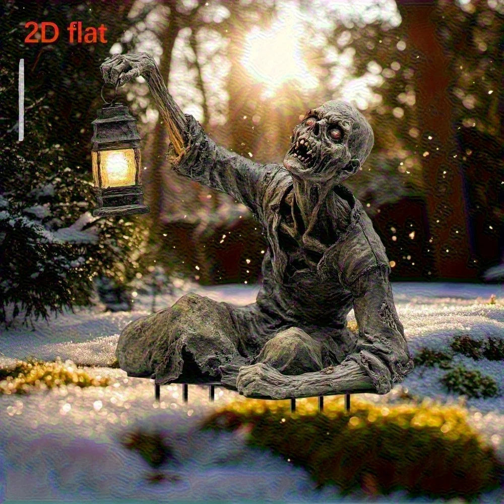 Halloween Zombie Lantern Ground Ornament – Acrylic Spooky Yard Decoration - candletown.net