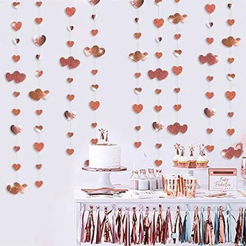Red Glitter Heart Hanging Garland - candletown.net