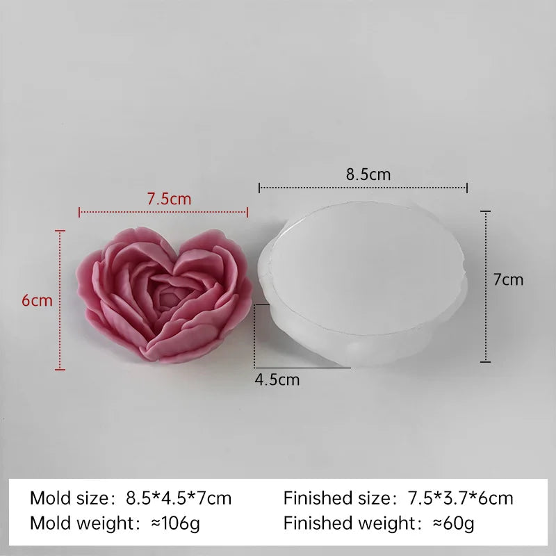 Heart Rose Silicone Mold for DIY Candle Making - candletown.net