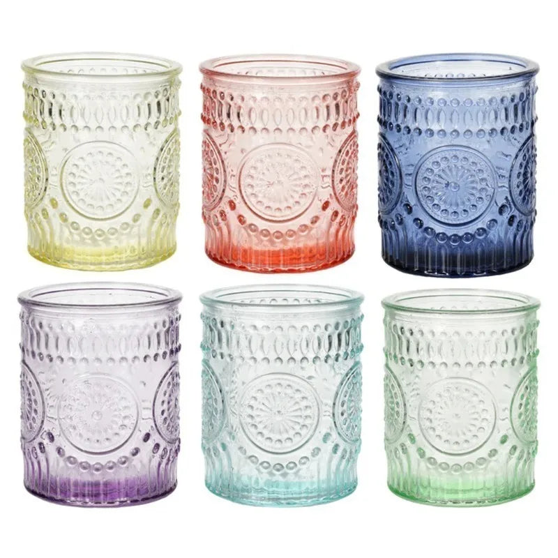 12PCS Glass Candle HolderTransparent Multicolor Aromatherapy Creative Table Decor Home Party Valentine Gift Candle Accessories - candletown.net