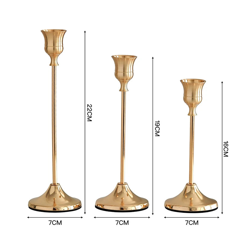 Vintage Metal Candle Holder Set (3 pcs)