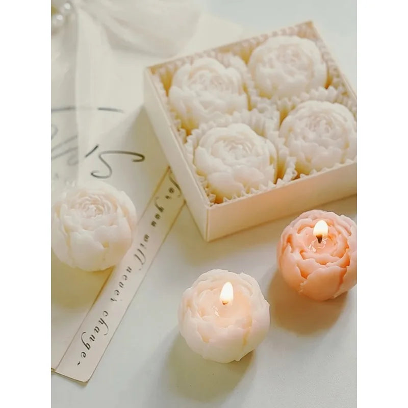 Rose Flower Shaped Soy Wax Candles – Set of 4 - candletown.net