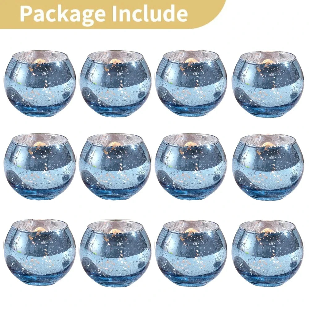 Reflective Glass Votive Candle Holders (Set of 6 or 12)