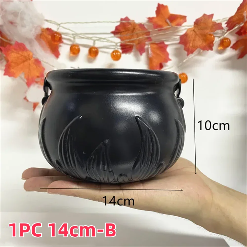 Black Plastic Cauldron Candy Bucket – Halloween Trick or Treat Jar - candletown.net