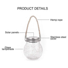Solar Powered Cracked Glass Jar Lamp - candletown.net