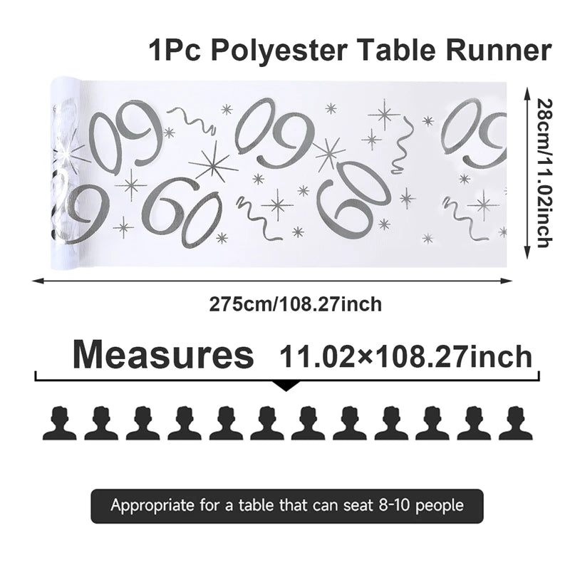 Birthday Table Runner – Gold, Silver & Black - candletown.net