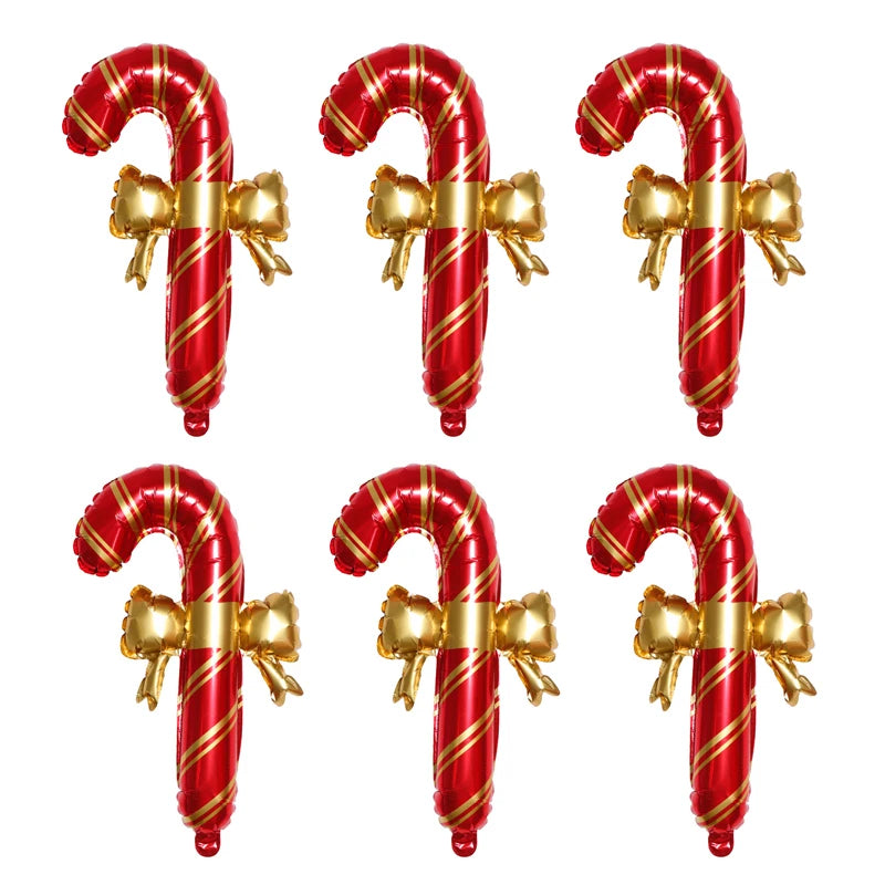 Candy Cane Foil Balloons – 6pcs Set