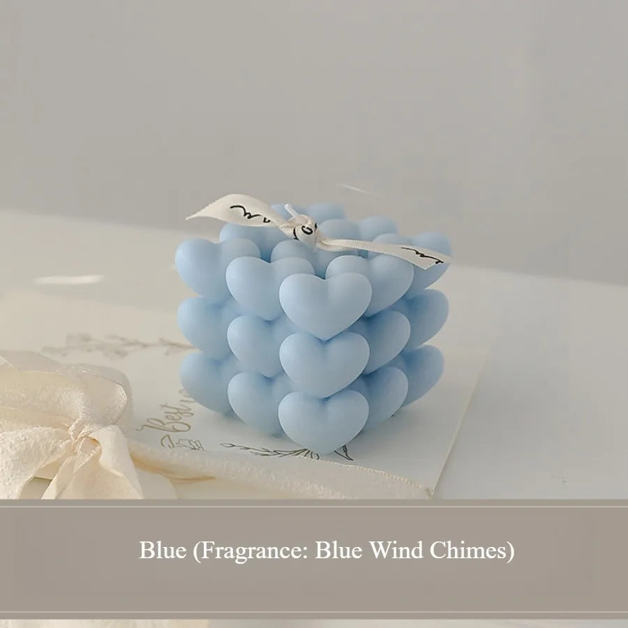 Pastel Heart Cube Soy Wax Candle – Sculptural Decor & Gift - candletown.net