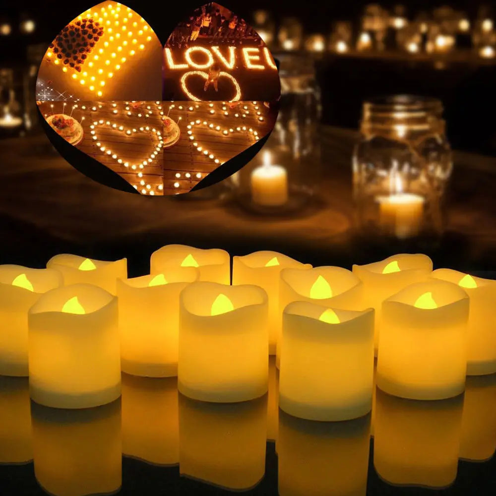 24-Pack Flickering LED Tea Light Candles – Remote & Flameless Decor - candletown.net