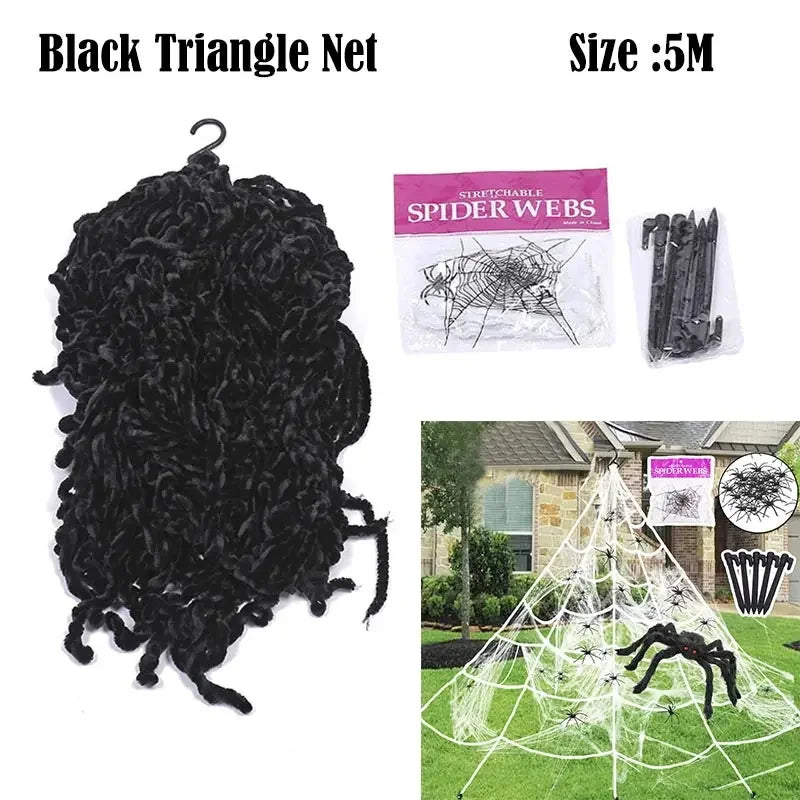 Halloween Spider Web with Spiders – Haunted House Decoration Set - candletown.net