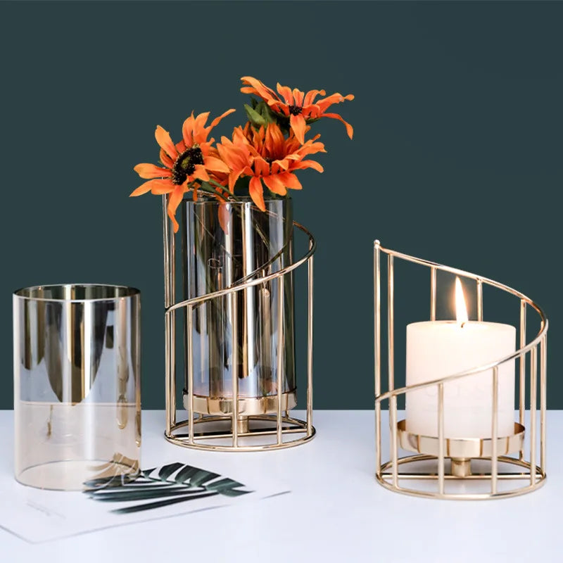 Gold Metal Candle Holder