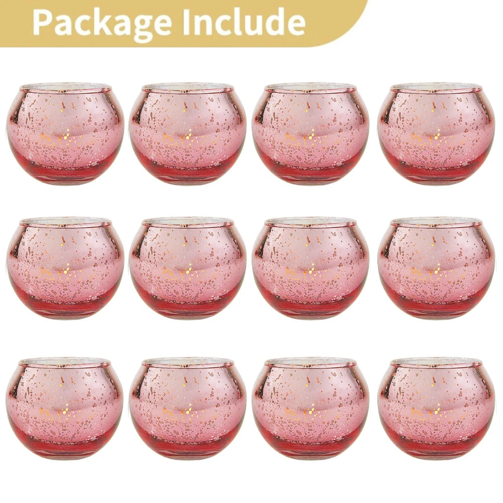 Reflective Glass Votive Candle Holders (Set of 6 or 12)