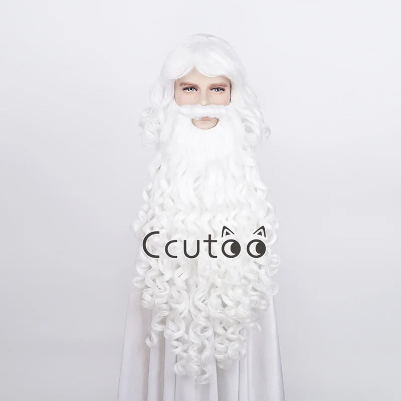Santa Claus Beard & Wig Set – Classic White Cosplay Costume Accessory