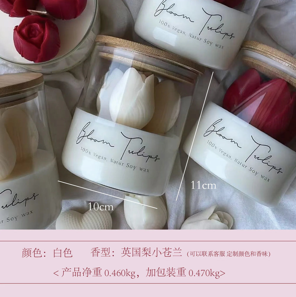 Tulip Aroma Soy Wax Candle in Glass - candletown.net