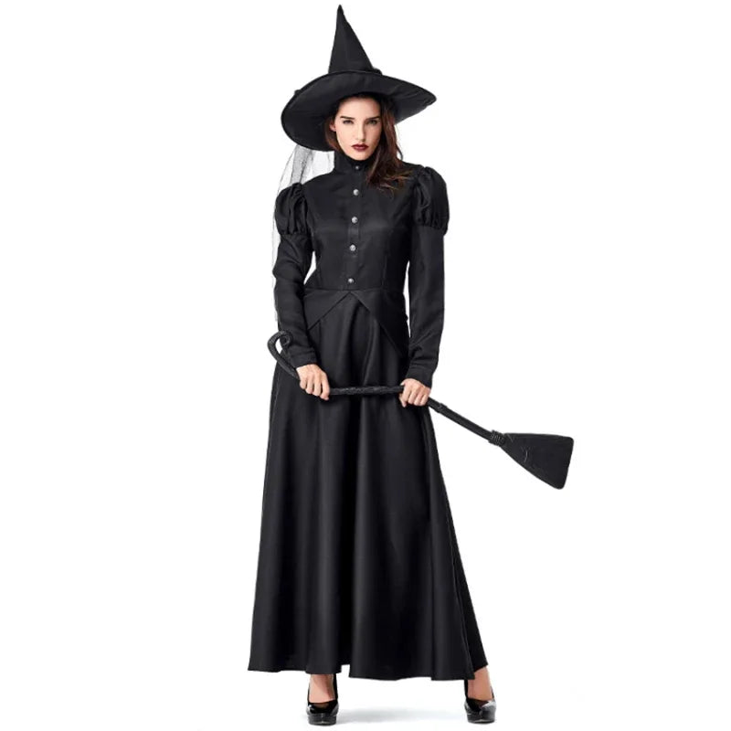 Deluxe Witch Costume Set – Halloween Wizard Dress with Hat for Kids & Adults - candletown.net