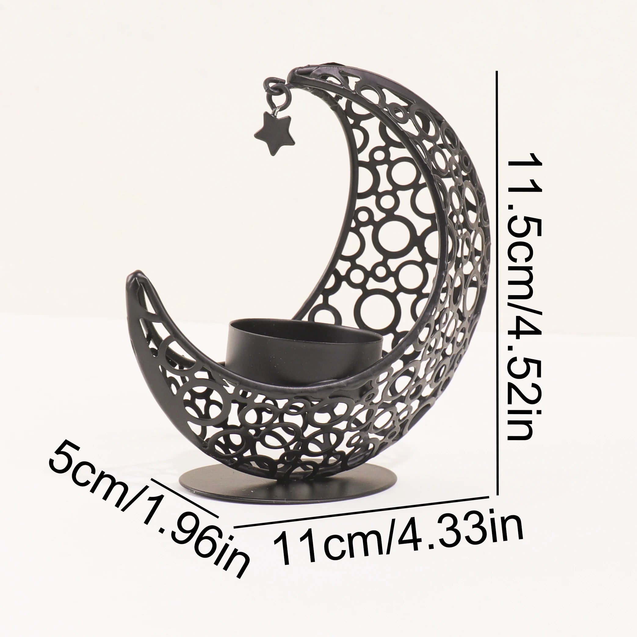 Black & Gold Crescent Moon Candle Holder – 11.2 cm - candletown.net