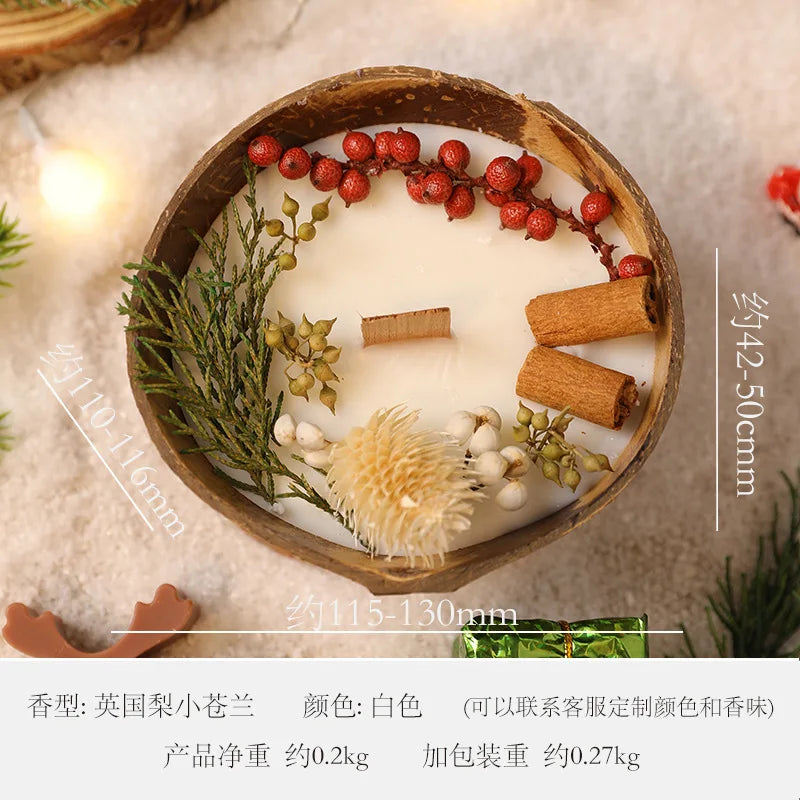 Coconut Bowl Scented Candle with Dried Flowers – Soy Wax Decorative Candle - candletown.net