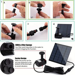 Solar Fountain with 6 Nozzles – Floating Pump for Garden & Yard - candletown.net