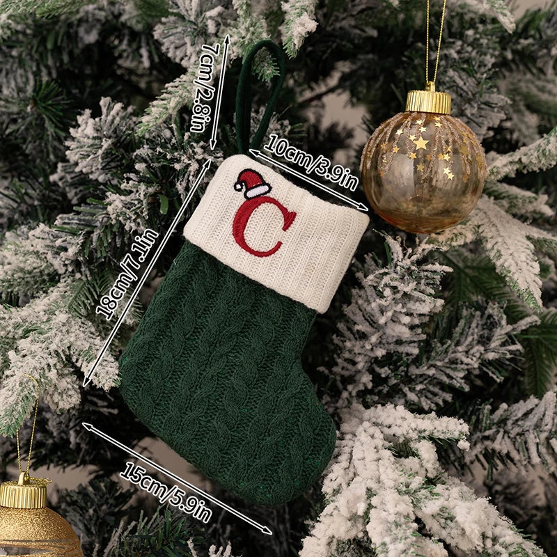 Christmas Knitted Stocking with Letter Design