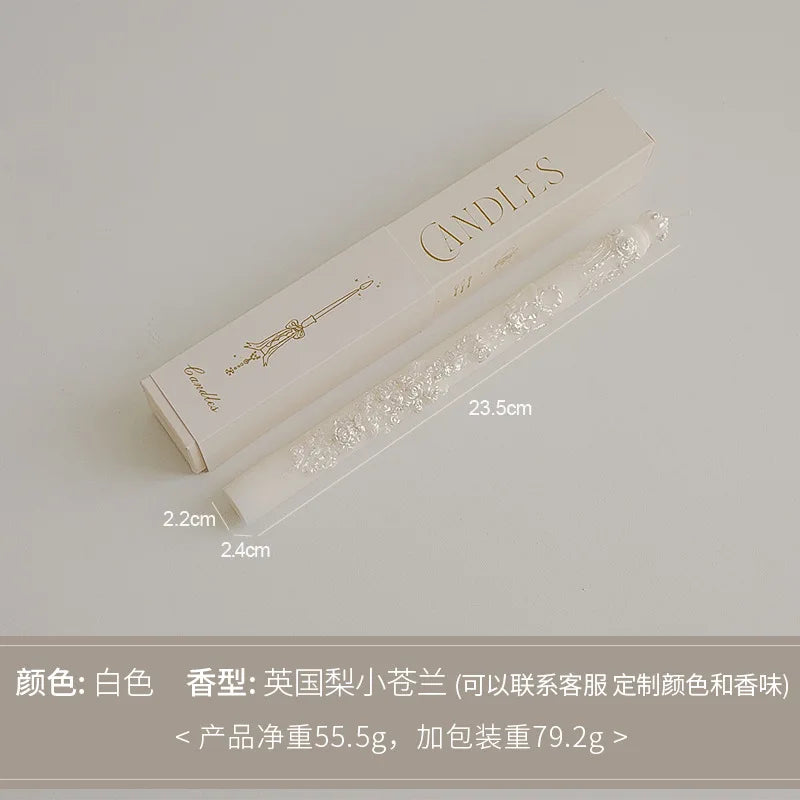 Embossed Long Taper Candle – Handcrafted Decorative Elegance - candletown.net
