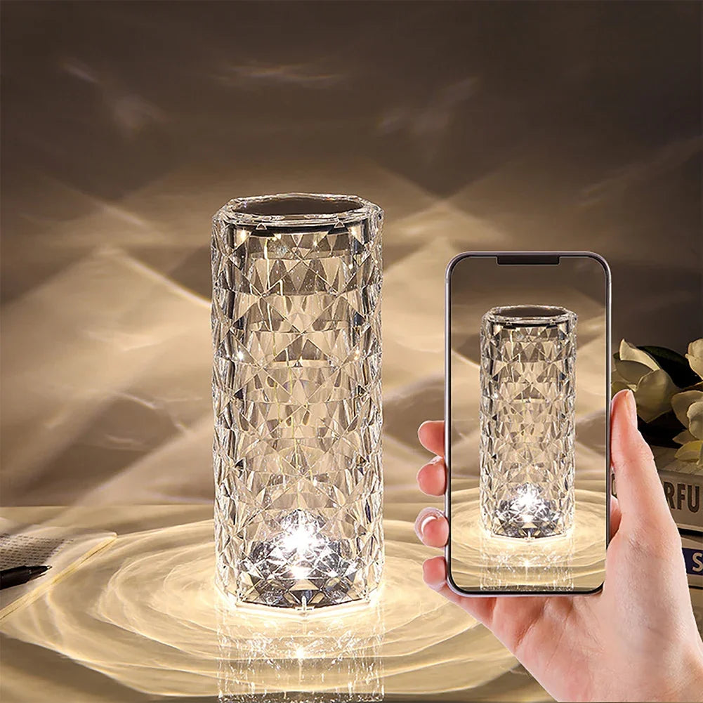 Crystal Diamond Table Lamp – Rechargeable Ambient Night Light