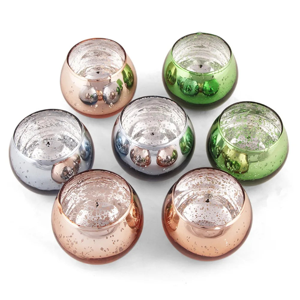 Reflective Glass Votive Candle Holders (Set of 6 or 12)