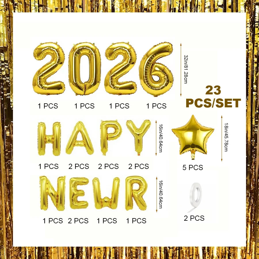 23-Piece 2026 Happy New Year Balloon Set
