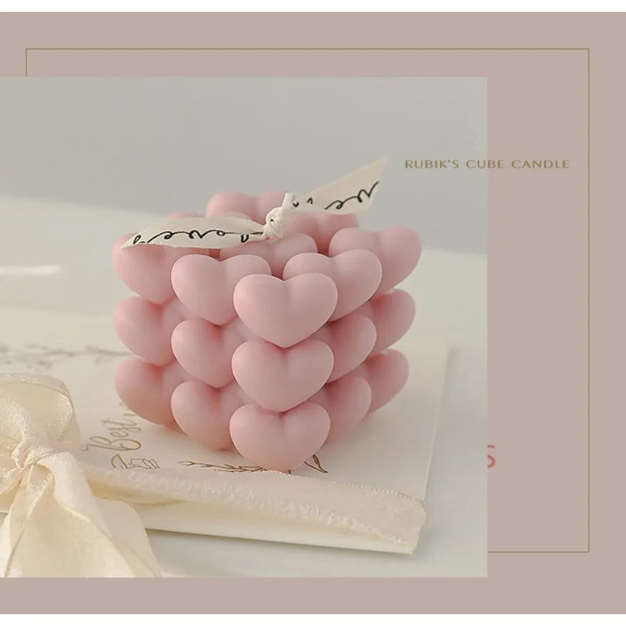 Pastel Heart Cube Soy Wax Candle – Sculptural Decor & Gift - candletown.net