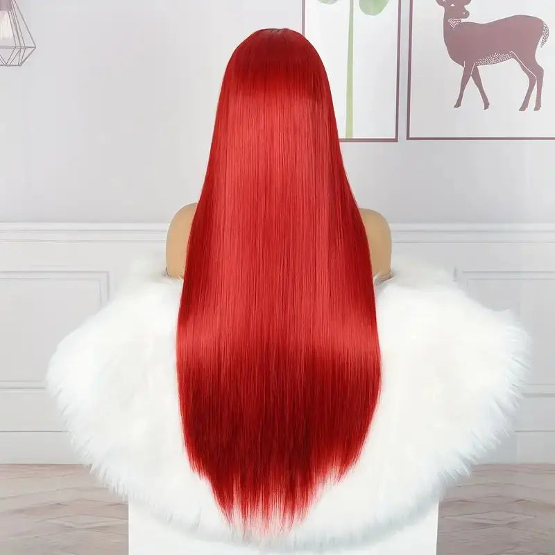 Long Straight Synthetic Wig with Bangs – Natural Look Wig for Women - candletown.net
