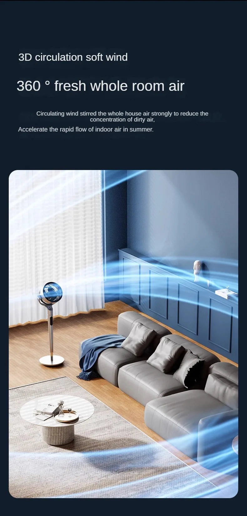 Modern Quiet Air Circulator Floor Fan with Remote Control - candletown.net