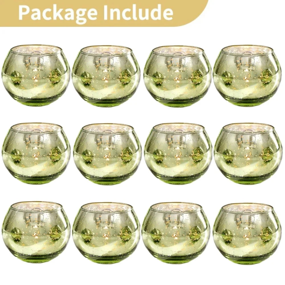 Reflective Glass Votive Candle Holders (Set of 6 or 12)