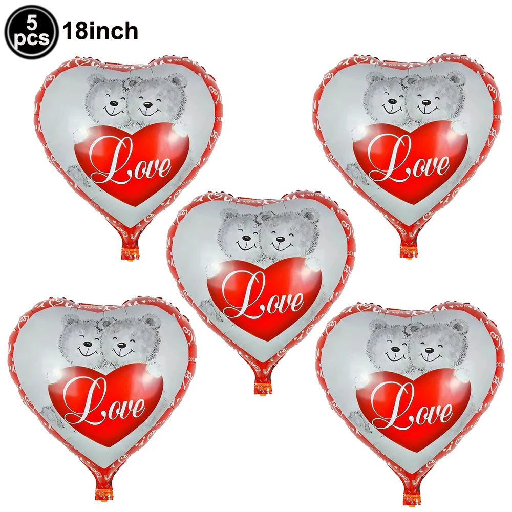 Heart Shaped Foil Balloons – 18 Inch (5 pcs) - candletown.net