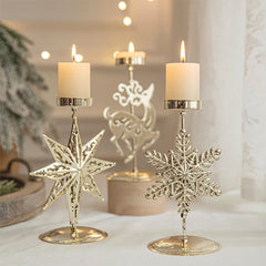 Christmas Metal Tealight Holders – Star, Snowflake & Elk