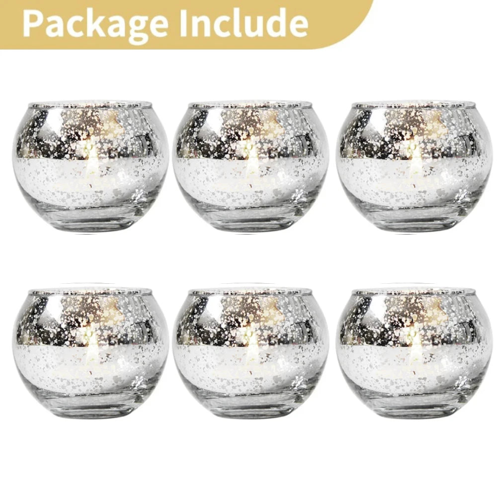 Reflective Glass Votive Candle Holders (Set of 6 or 12)