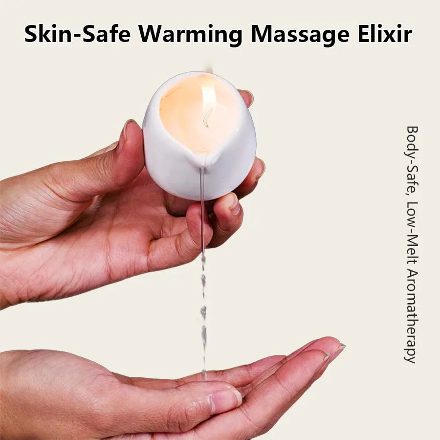 1pc Amber Vanilla massage essential oil candle, coconut wax, heating, body open back SPA romantic holder home decor valentines - candletown.net