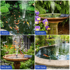 Solar Fountain with 6 Nozzles – Floating Pump for Garden & Yard - candletown.net