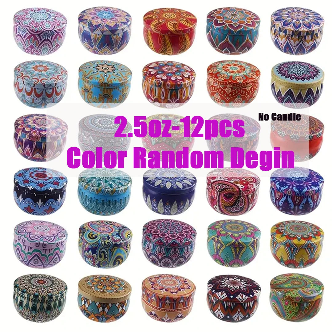 Printed Tin Candle Jars 2.5oz, Lids, Circle Heart or Butterfly - candletown.net