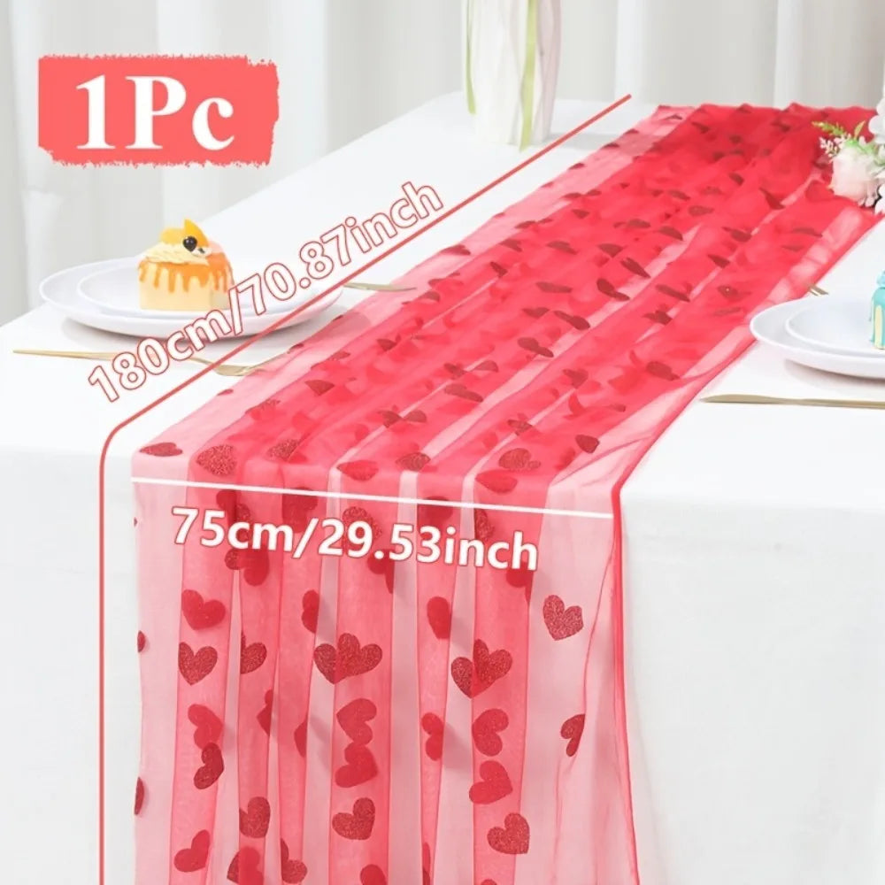 Red Heart Mesh Table Runner - candletown.net