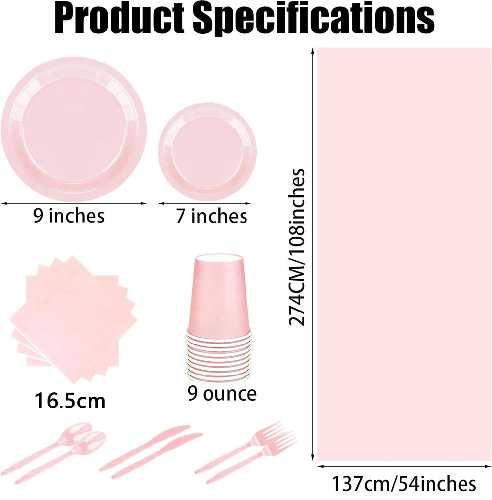 Light Pink Disposable Tableware Set - candletown.net