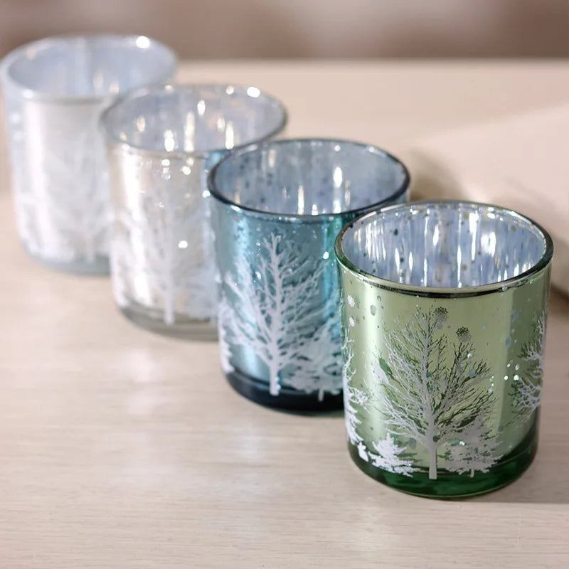 Metallic Twig Tree Glass Candle Holder