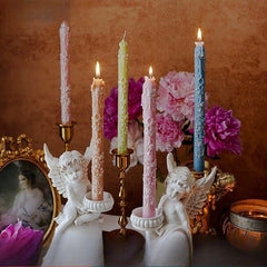 Embossed Long Taper Candle – Handcrafted Decorative Elegance - candletown.net