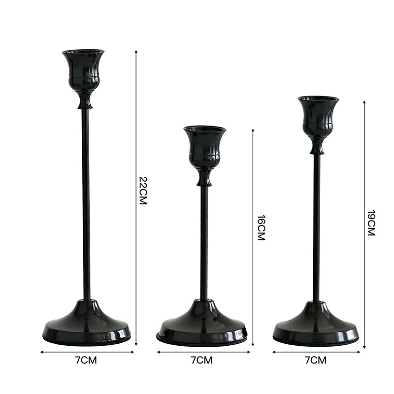 Vintage Metal Candle Holder Set (3 pcs)