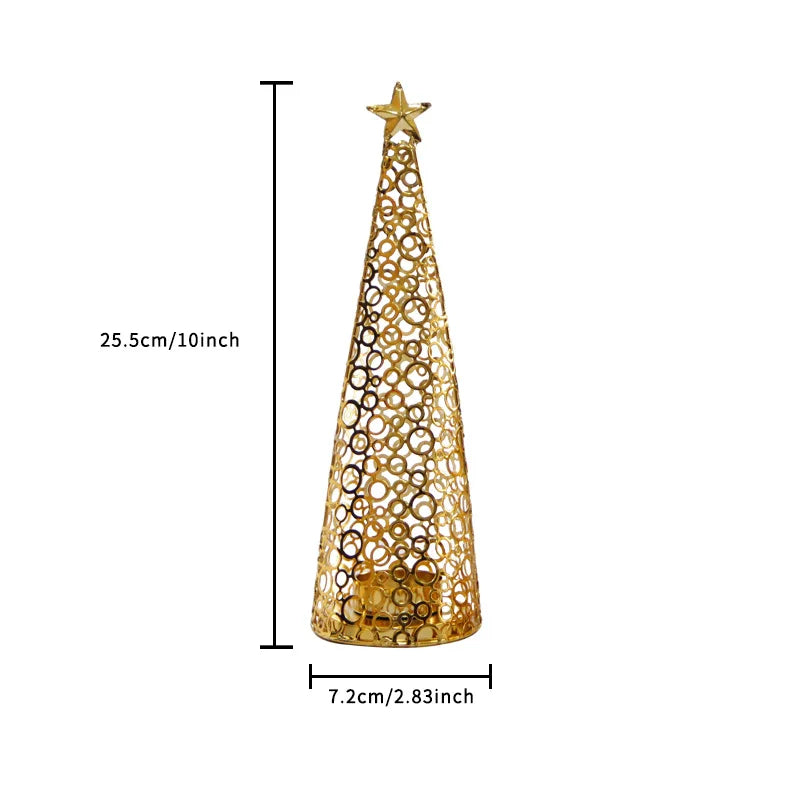 Gold Metal Christmas Tree Tealight Holder