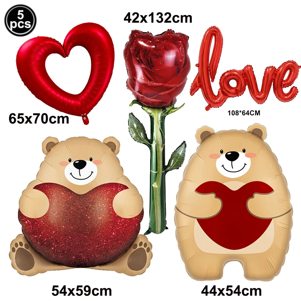 Heart Shaped Foil Balloons – 18 Inch (5 pcs) - candletown.net