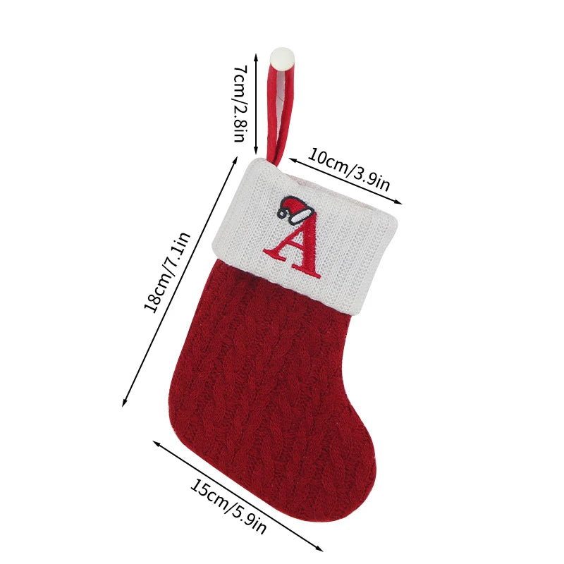 Christmas Knitted Stocking with Letter Design