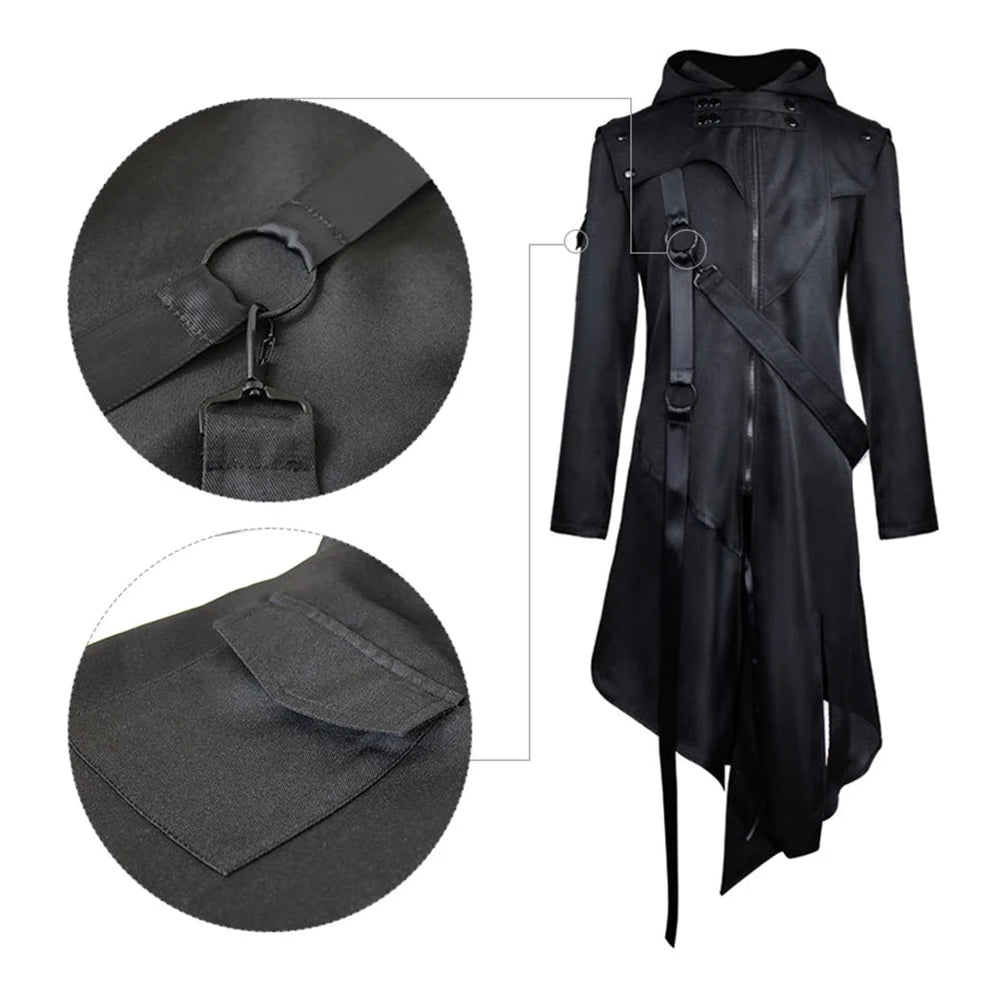 Men’s Gothic Hooded Halloween Cosplay Jacket - candletown.net